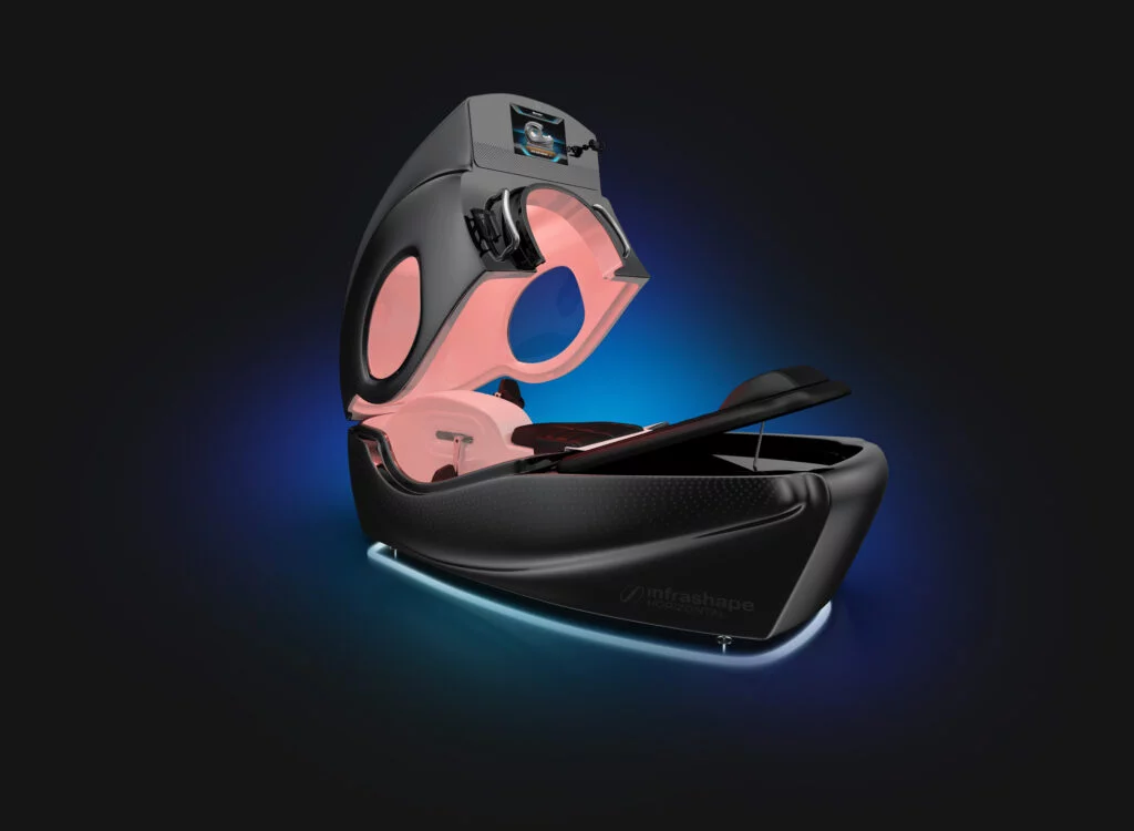 Equipamento INFRASHAPE — cápsula de terapia infravermelha com bicicleta horizontal e vácuo